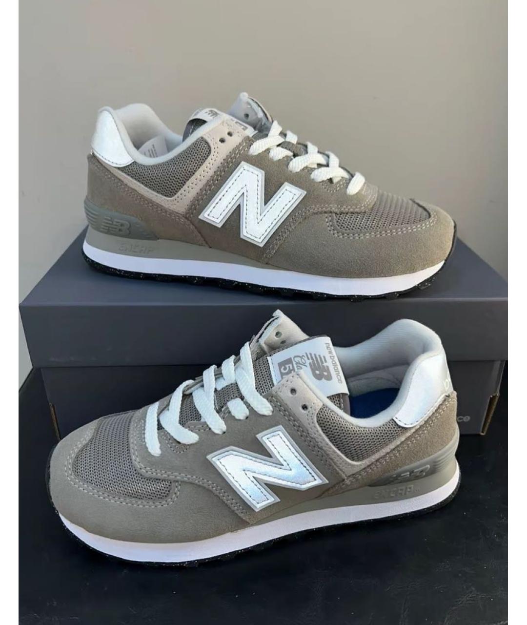 NEW BALANCE Серые замшевые низкие кроссовки / кеды, фото 5