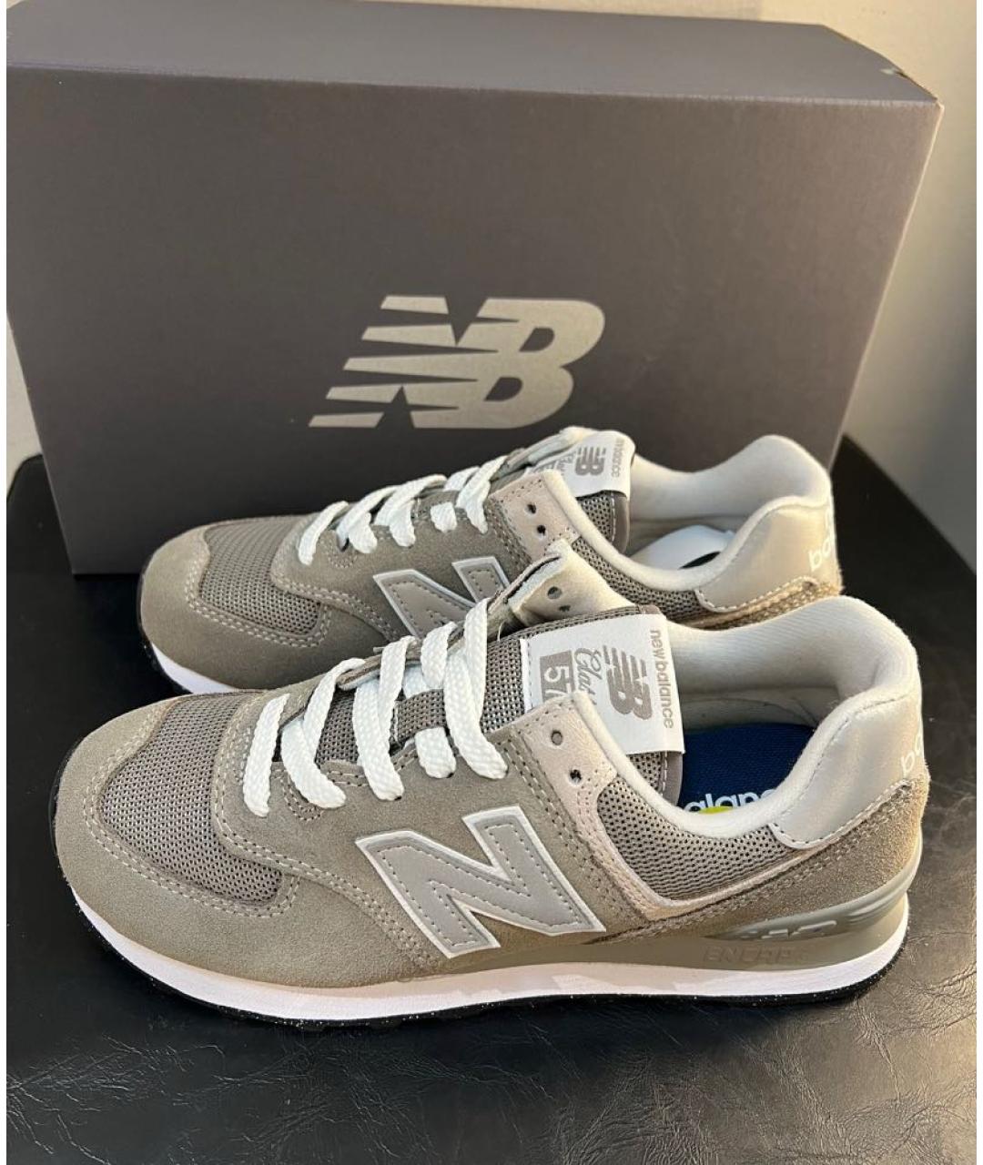NEW BALANCE Серые замшевые низкие кроссовки / кеды, фото 8