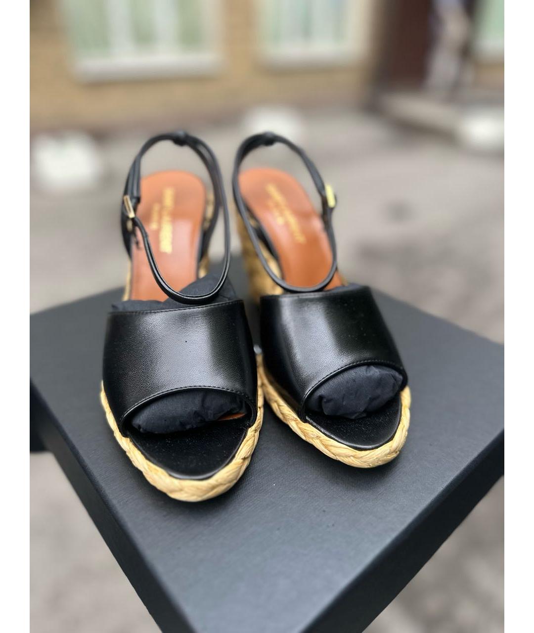 SAINT LAURENT Черные кожаные босоножки, фото 3