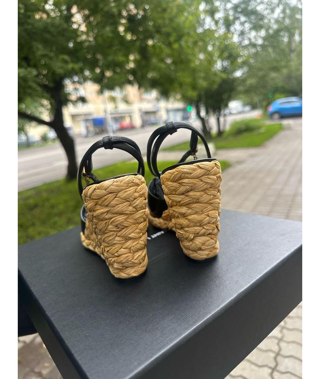 SAINT LAURENT Черные кожаные босоножки, фото 5