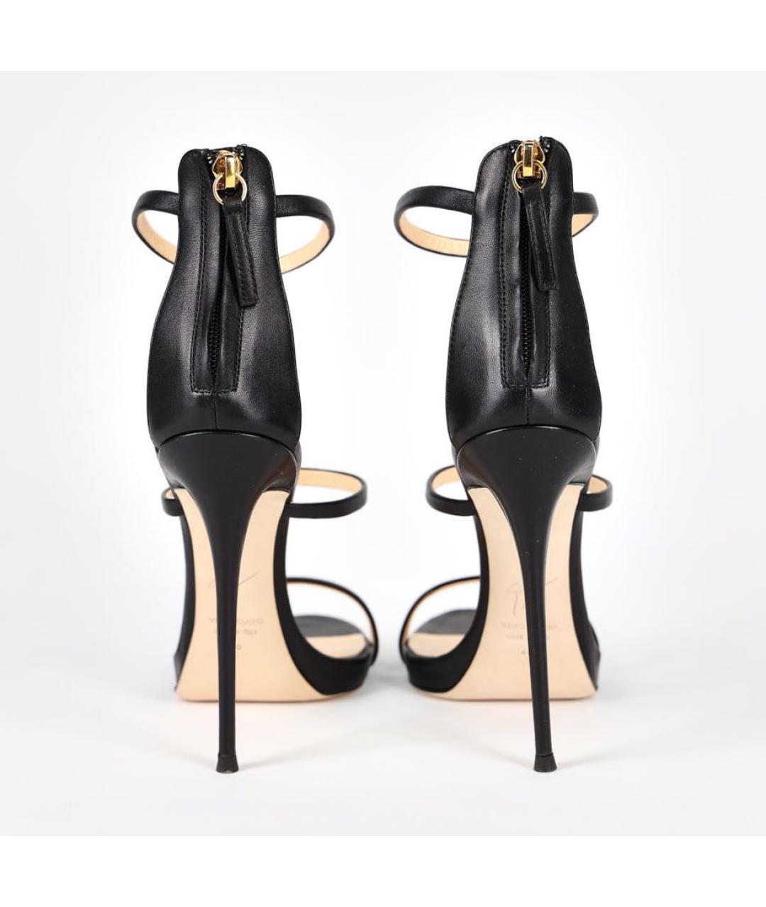 GIUSEPPE ZANOTTI DESIGN Черные кожаные босоножки, фото 4