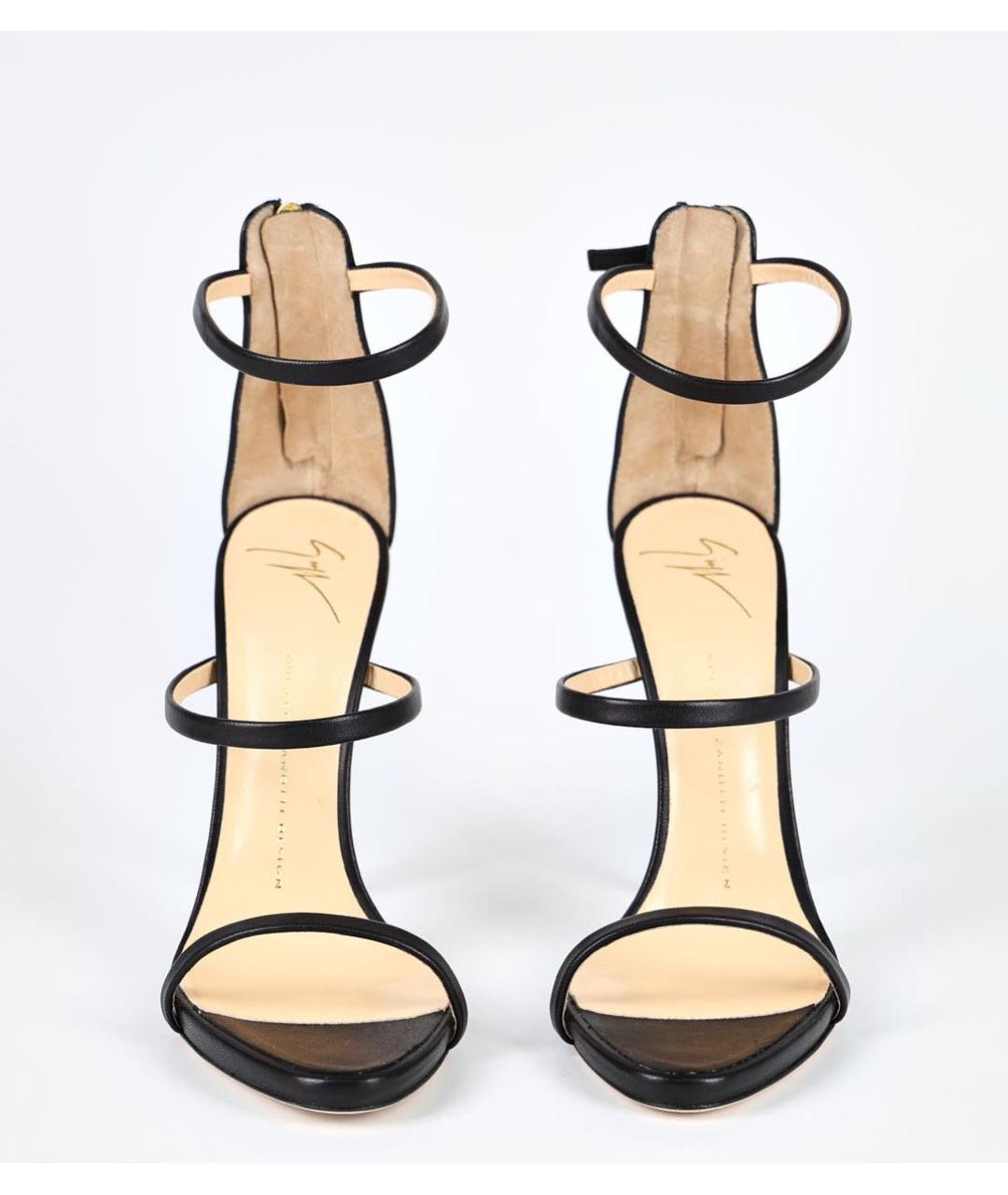GIUSEPPE ZANOTTI DESIGN Черные кожаные босоножки, фото 2