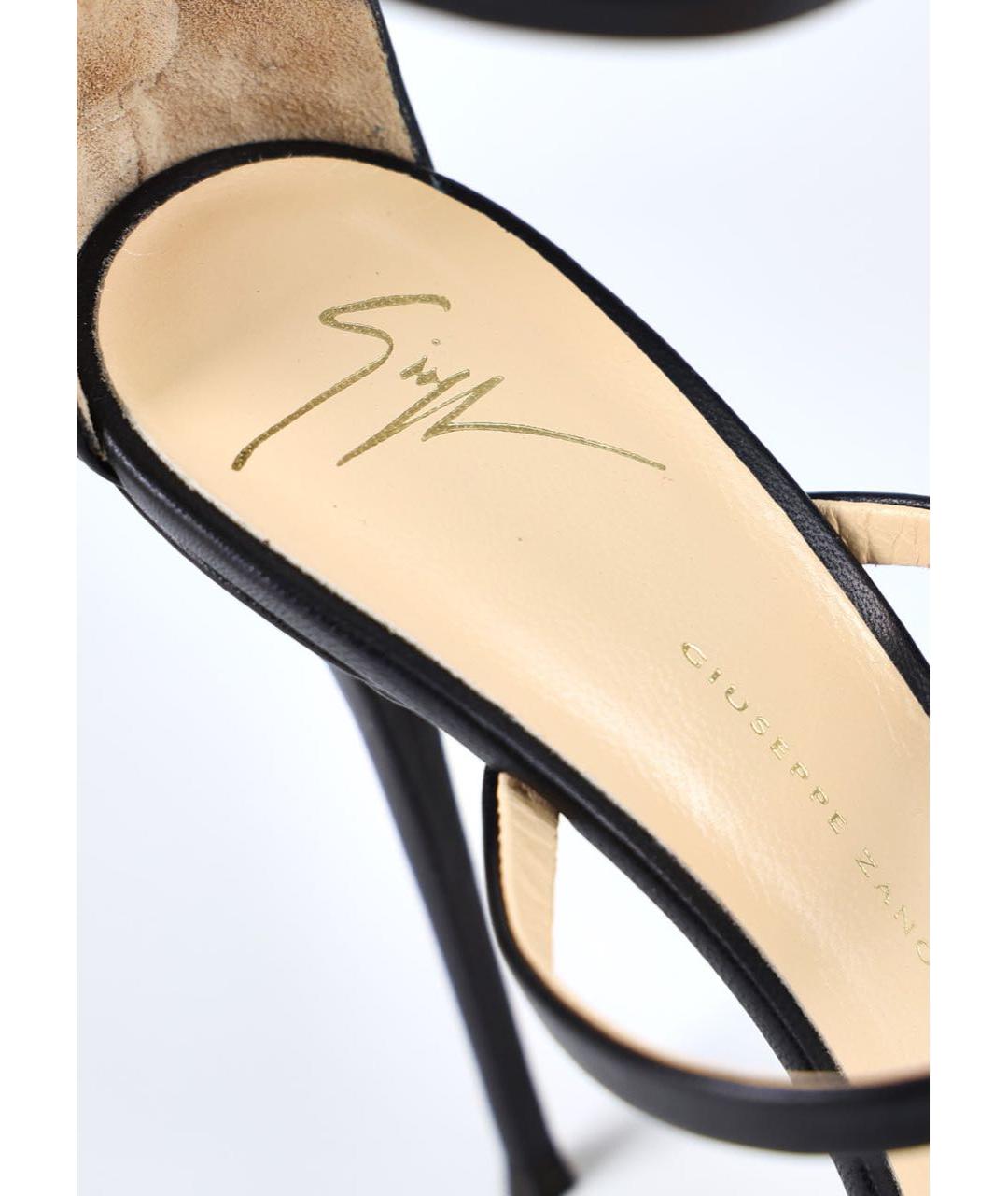 GIUSEPPE ZANOTTI DESIGN Черные кожаные босоножки, фото 3