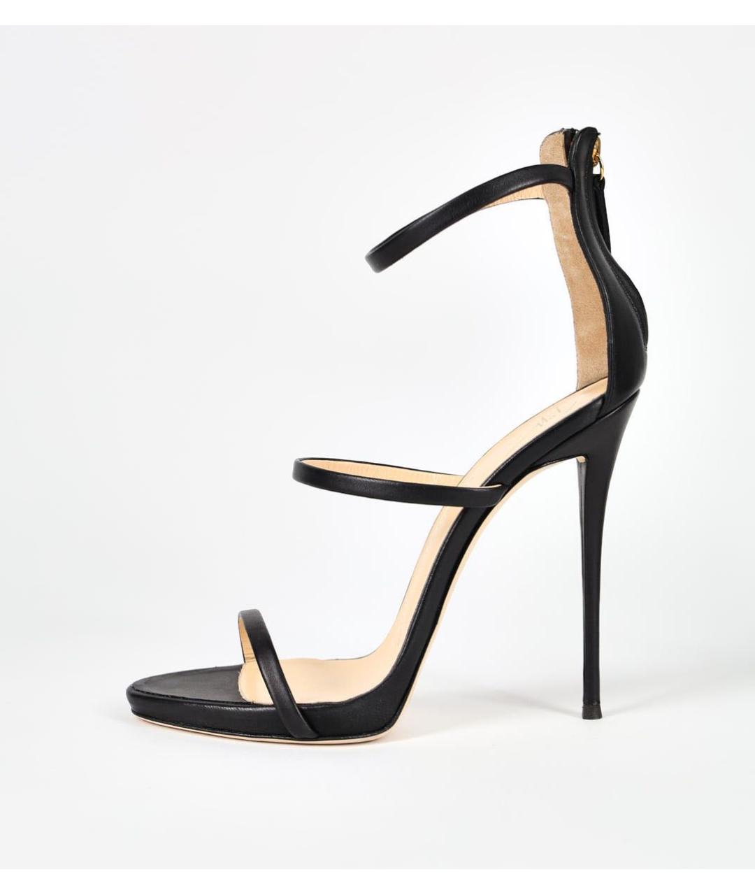 GIUSEPPE ZANOTTI DESIGN Черные кожаные босоножки, фото 7