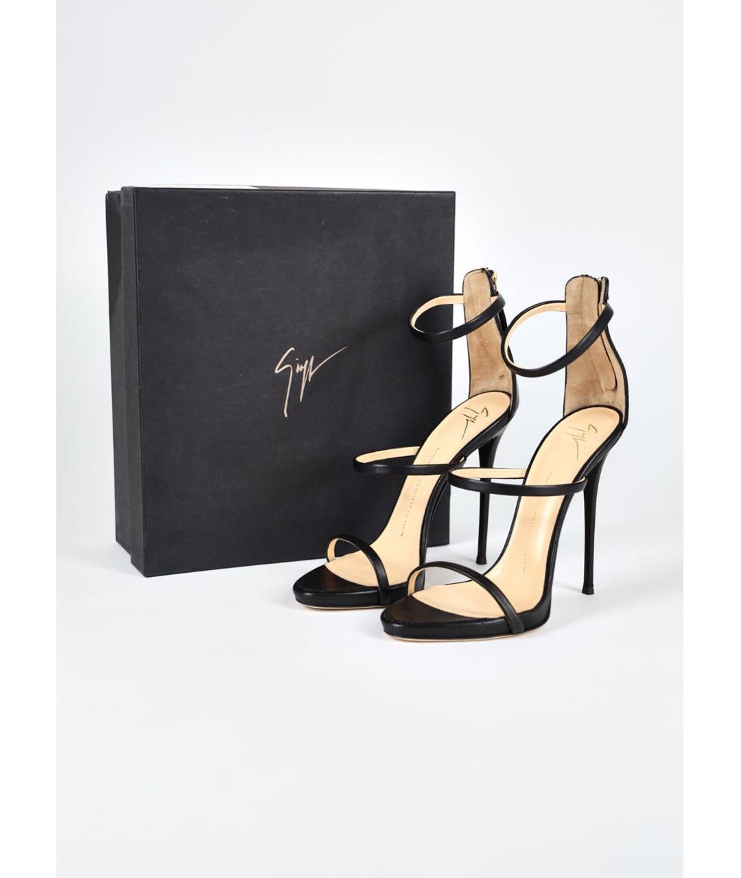 GIUSEPPE ZANOTTI DESIGN Черные кожаные босоножки, фото 6