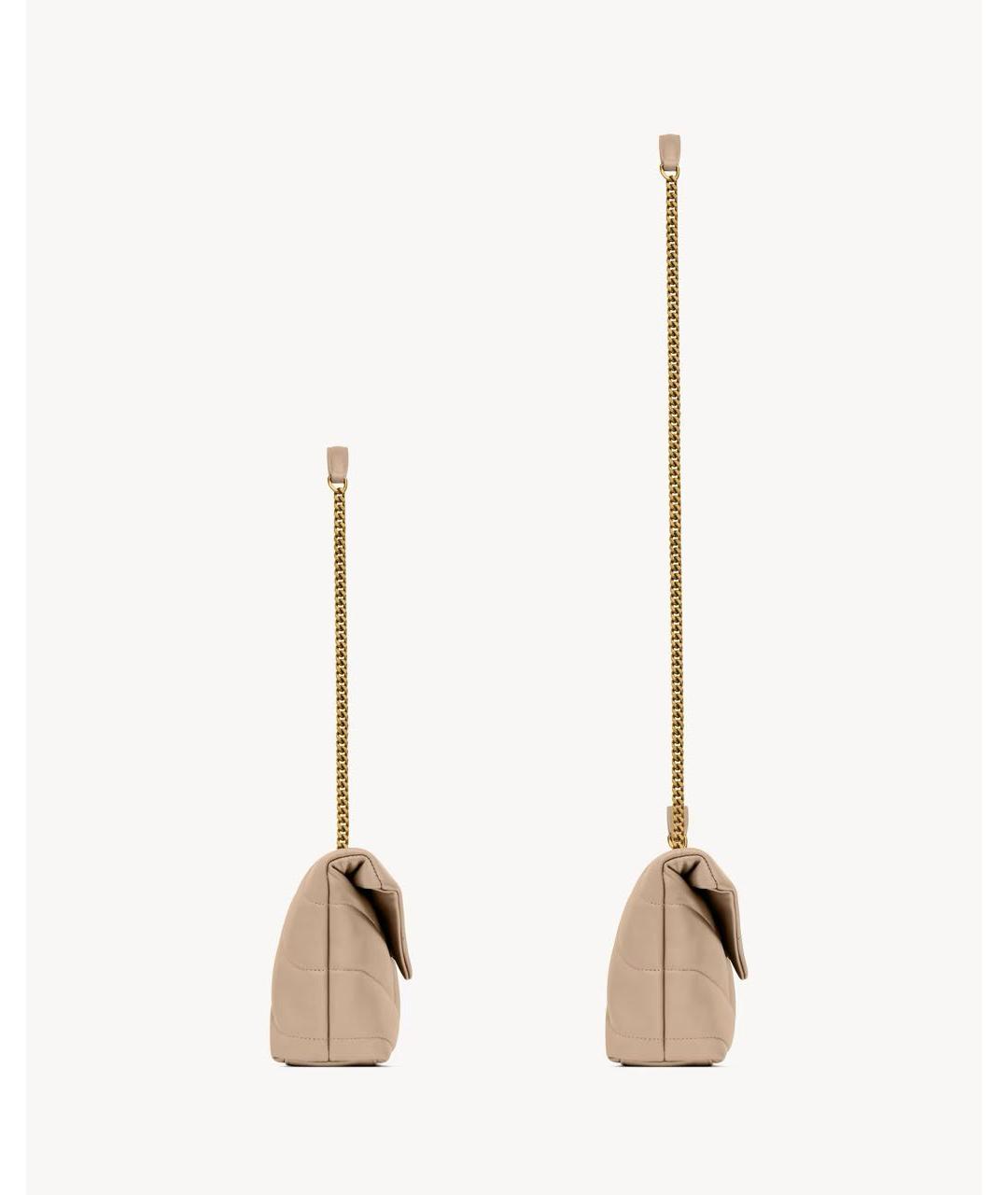 SAINT LAURENT Бежевая кожаная сумка через плечо, фото 3
