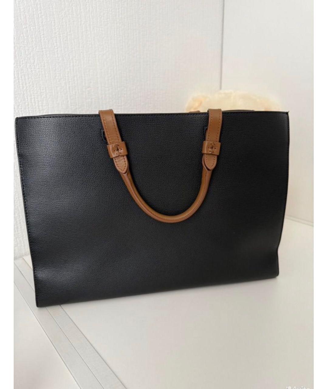 FURLA Черная кожаная сумка тоут, фото 3