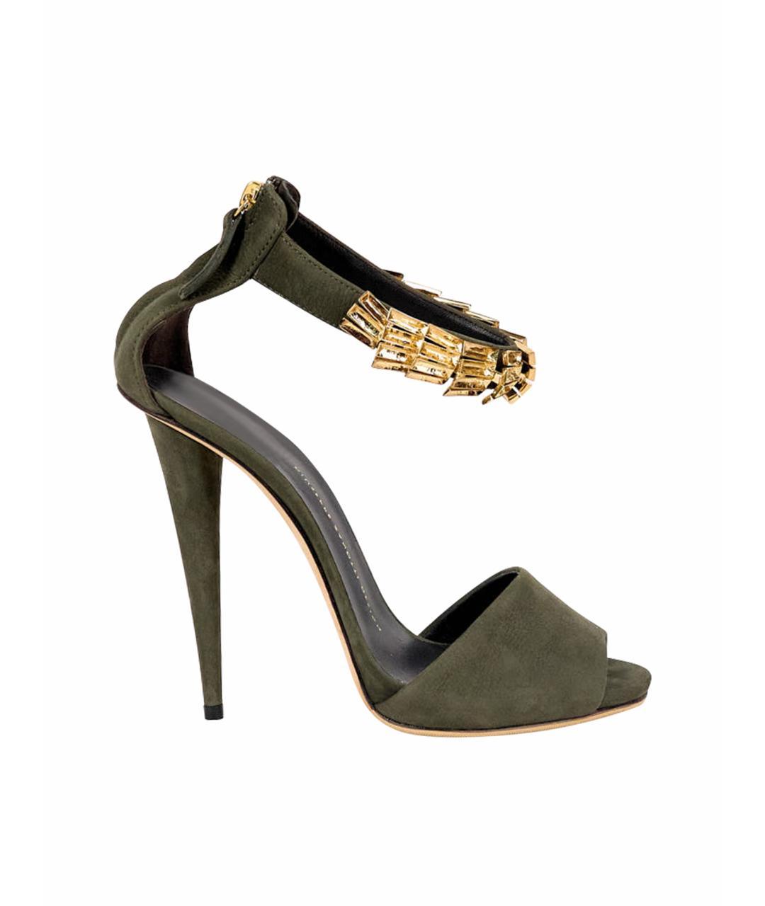 GIUSEPPE ZANOTTI DESIGN Хаки замшевые босоножки, фото 1