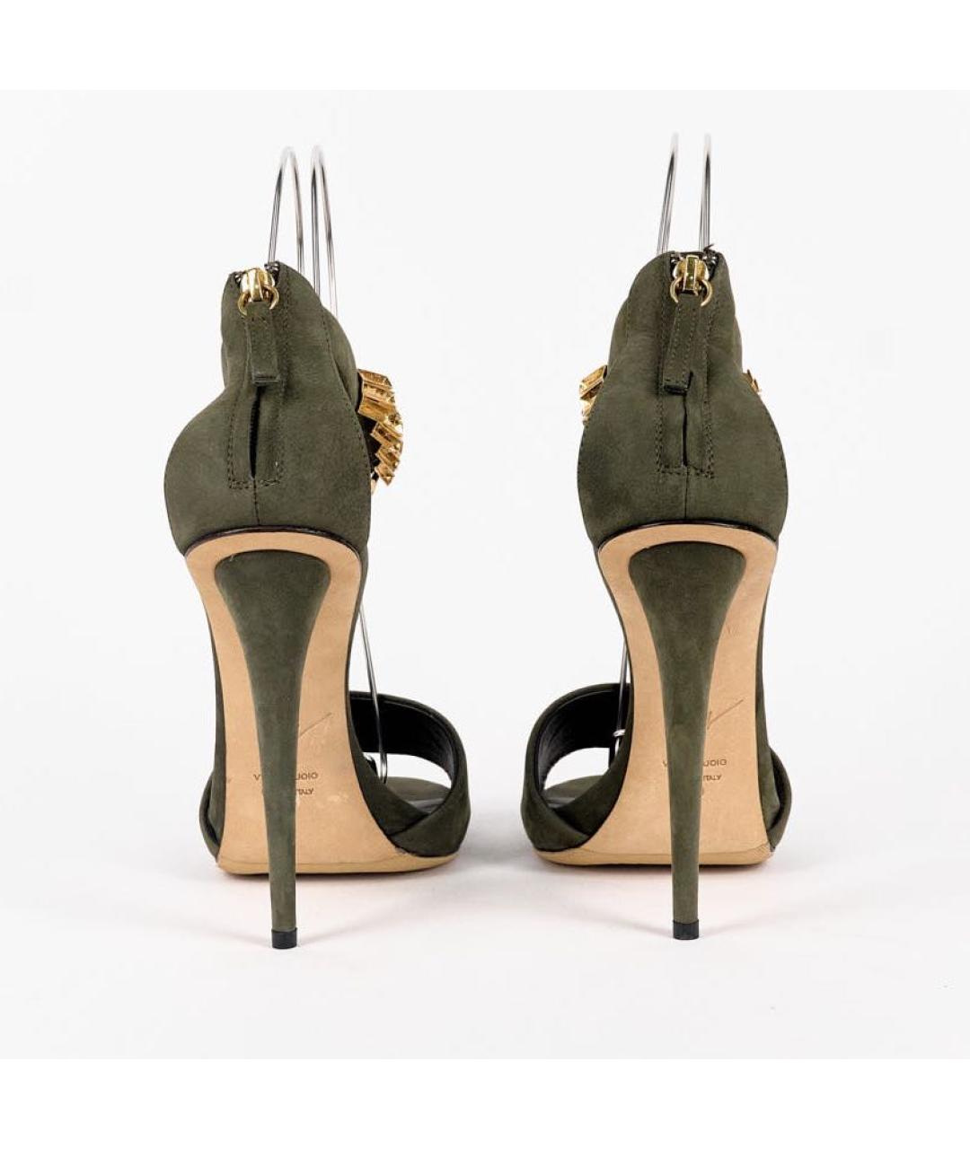 GIUSEPPE ZANOTTI DESIGN Хаки замшевые босоножки, фото 5