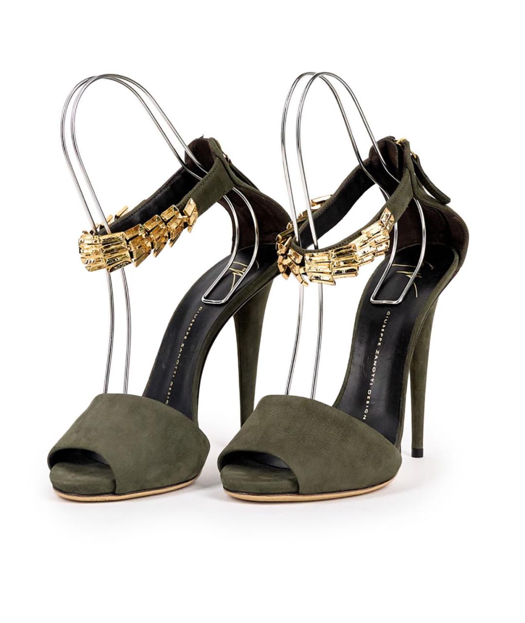 GIUSEPPE ZANOTTI DESIGN Хаки замшевые босоножки, фото 6