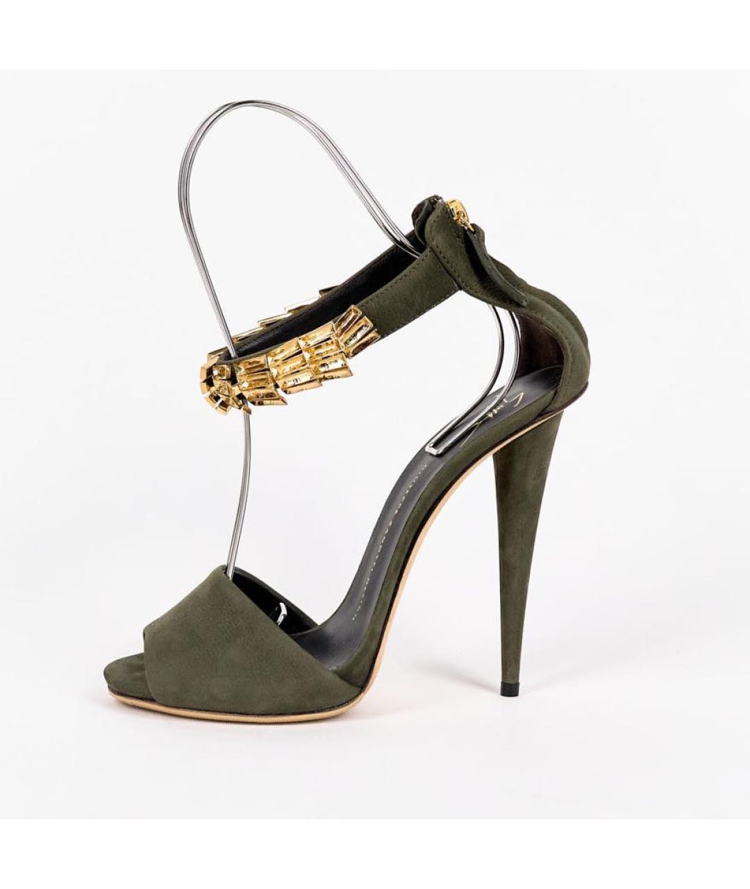 GIUSEPPE ZANOTTI DESIGN Хаки замшевые босоножки, фото 2