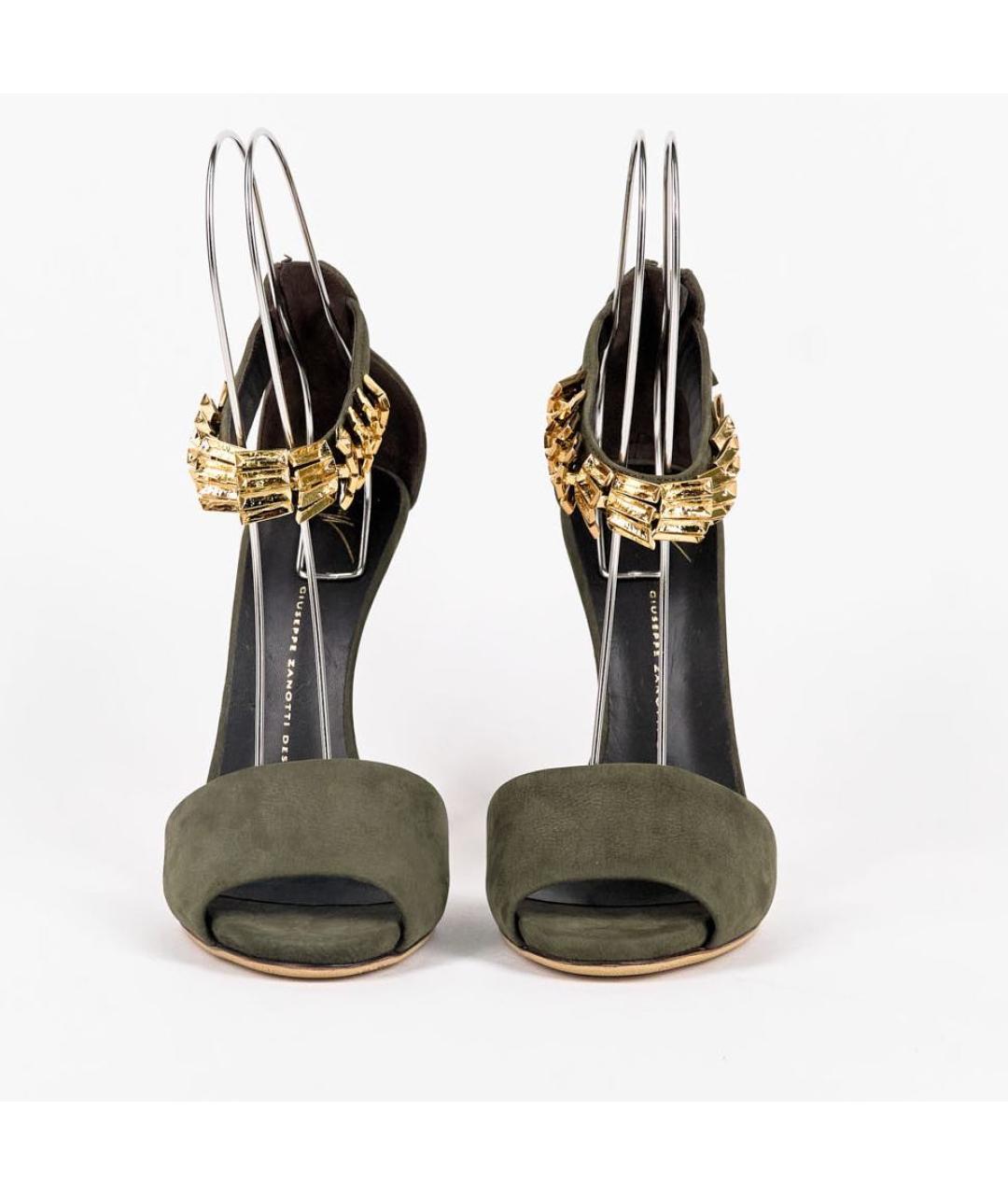 GIUSEPPE ZANOTTI DESIGN Хаки замшевые босоножки, фото 3