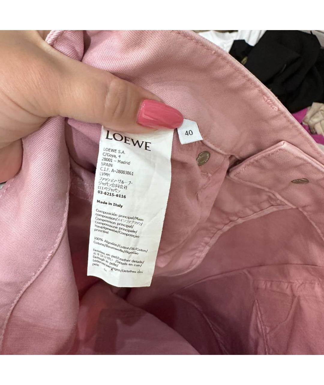 LOEWE Розовые хлопковые джинсы клеш, фото 3