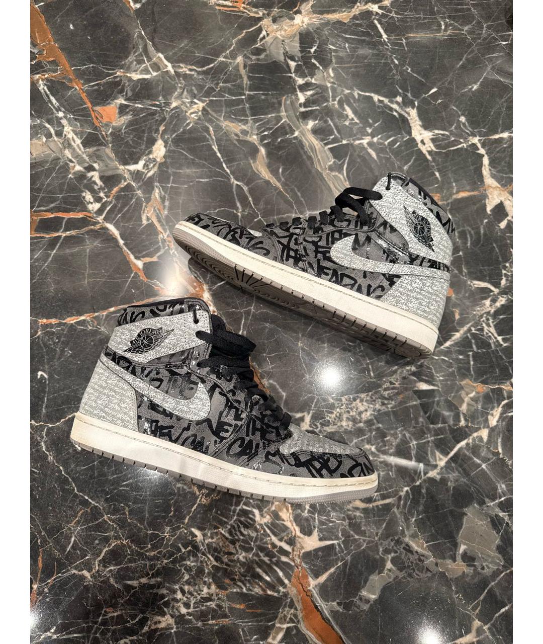 NIKE Серые кожаные высокие кроссовки / кеды, фото 7
