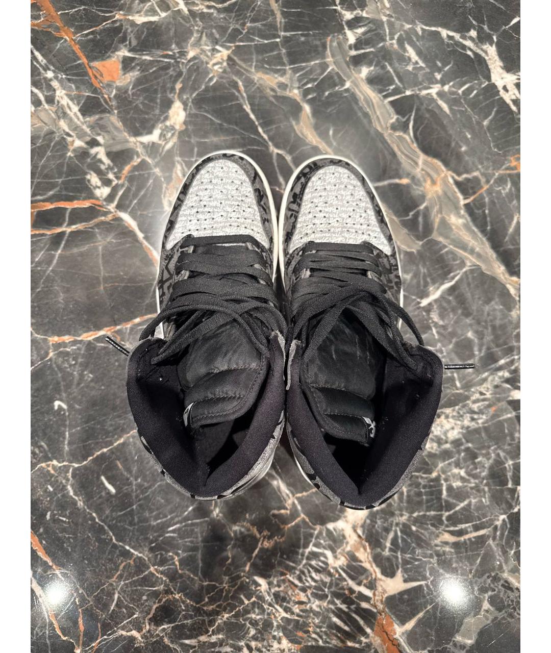 NIKE Серые кожаные высокие кроссовки / кеды, фото 3