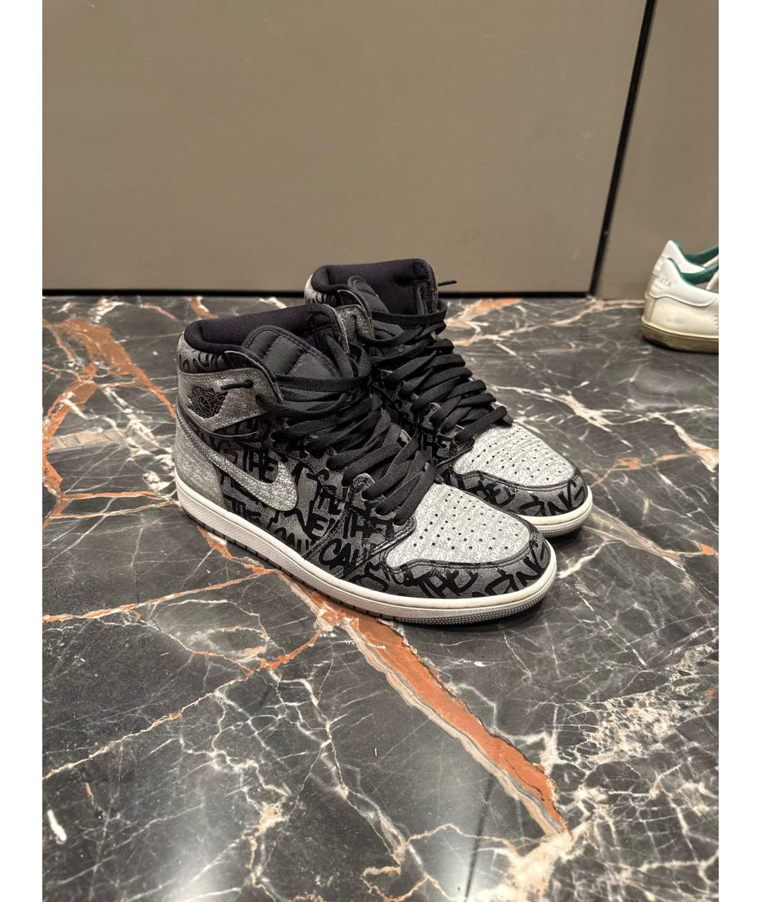 NIKE Серые кожаные высокие кроссовки / кеды, фото 8
