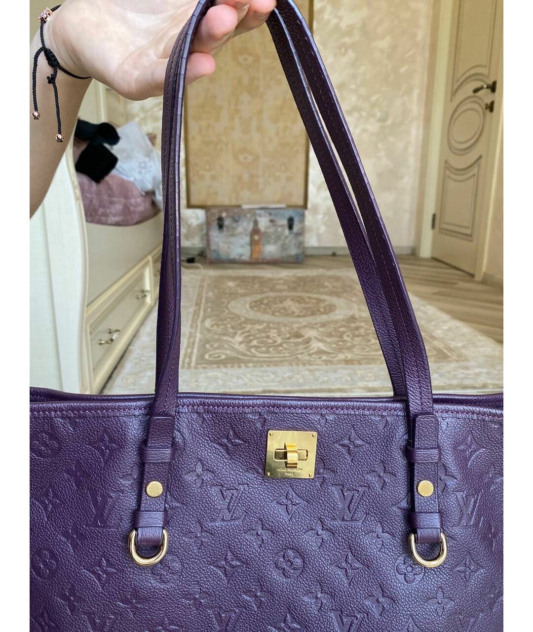 LOUIS VUITTON PRE-OWNED Фиолетовая кожаная сумка тоут, фото 7