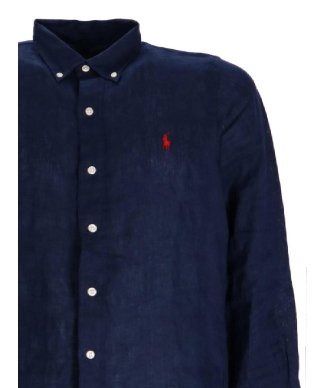POLO RALPH LAUREN Синяя льняная кэжуал рубашка, фото 2