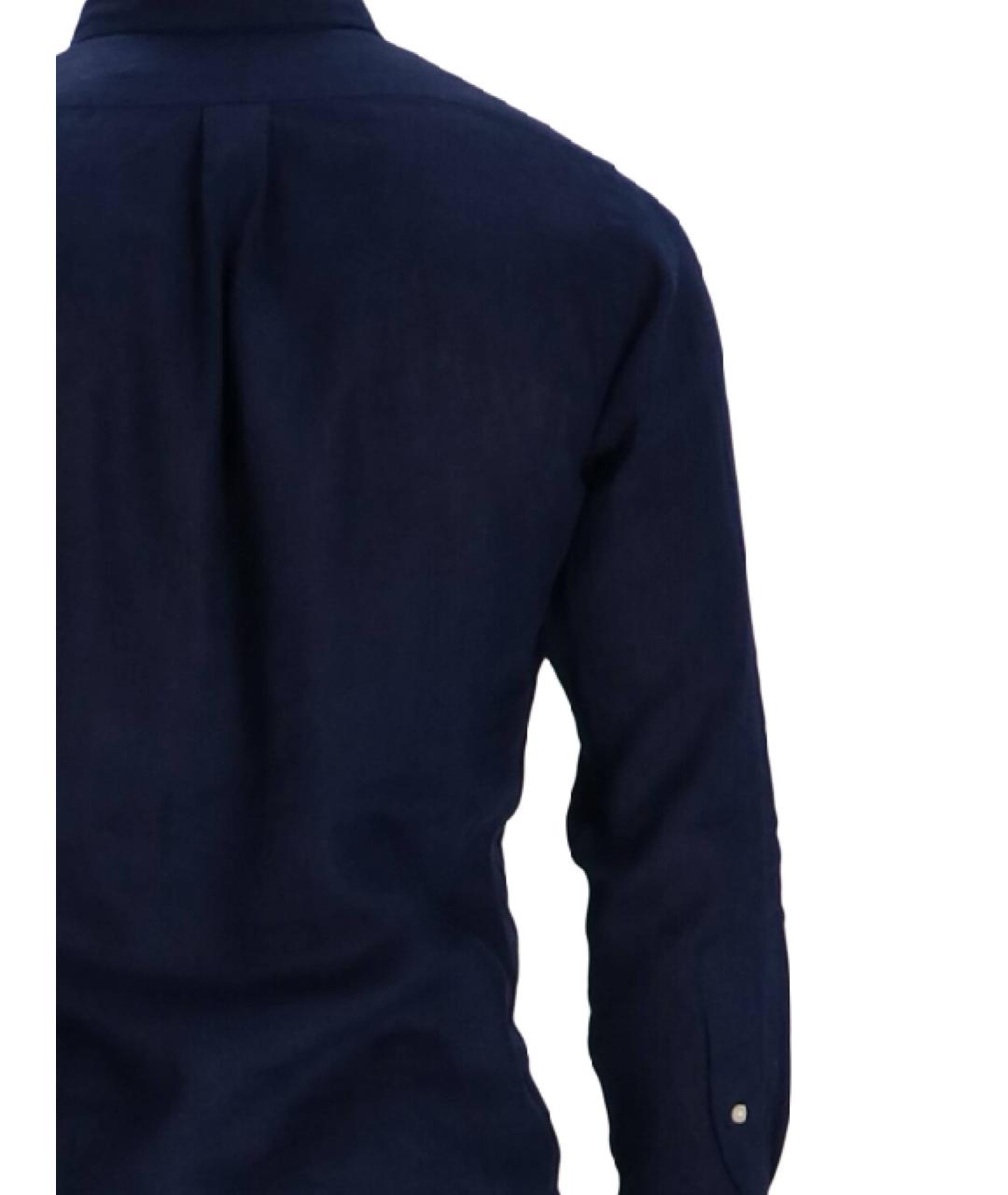 POLO RALPH LAUREN Синяя льняная кэжуал рубашка, фото 3
