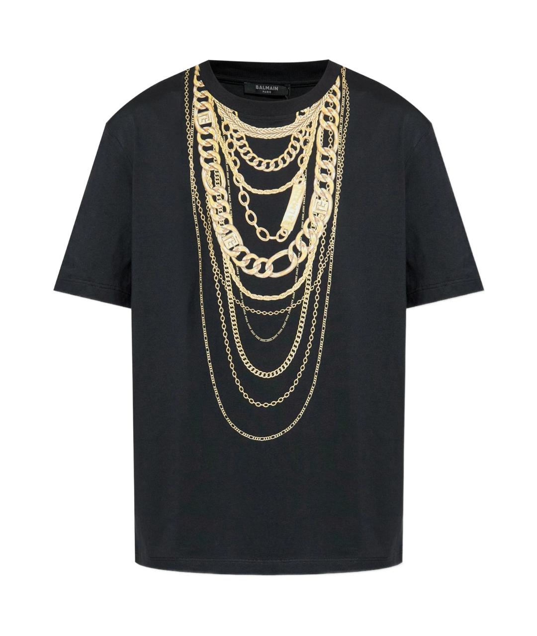 BALMAIN Черная хлопковая футболка, фото 1