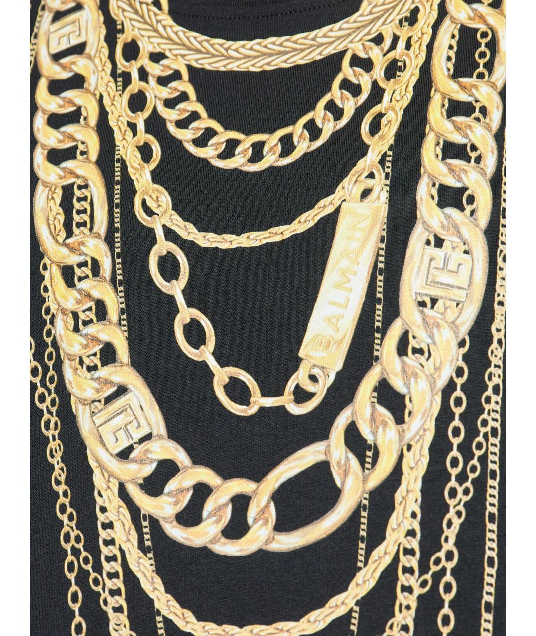 BALMAIN Черная хлопковая футболка, фото 2