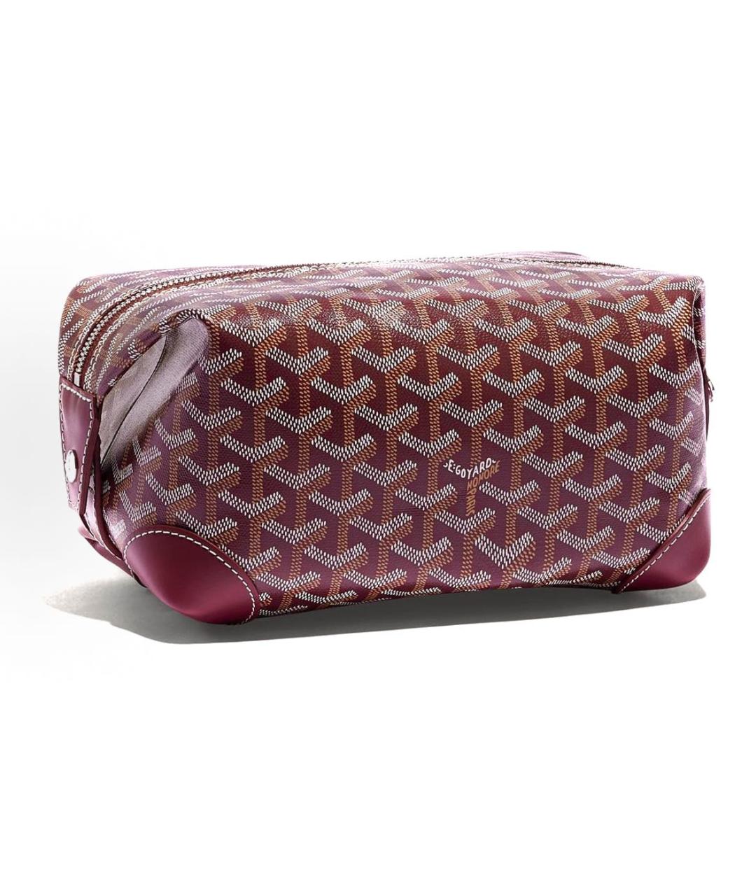 GOYARD Бордовая кожаная косметичка, фото 2