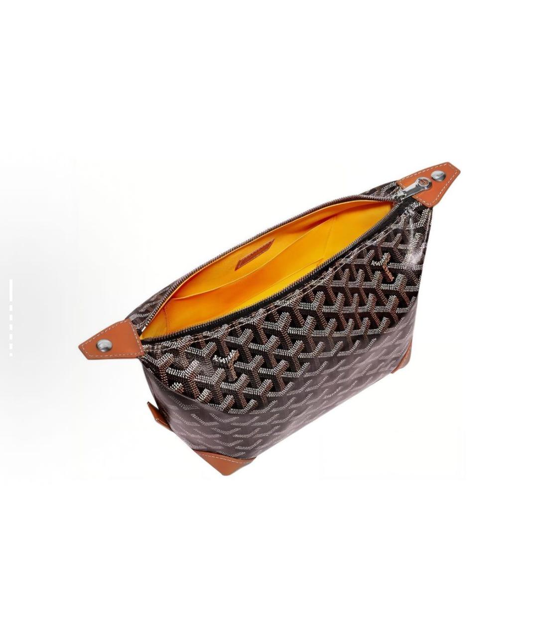 GOYARD Коричневая кожаная косметичка, фото 3
