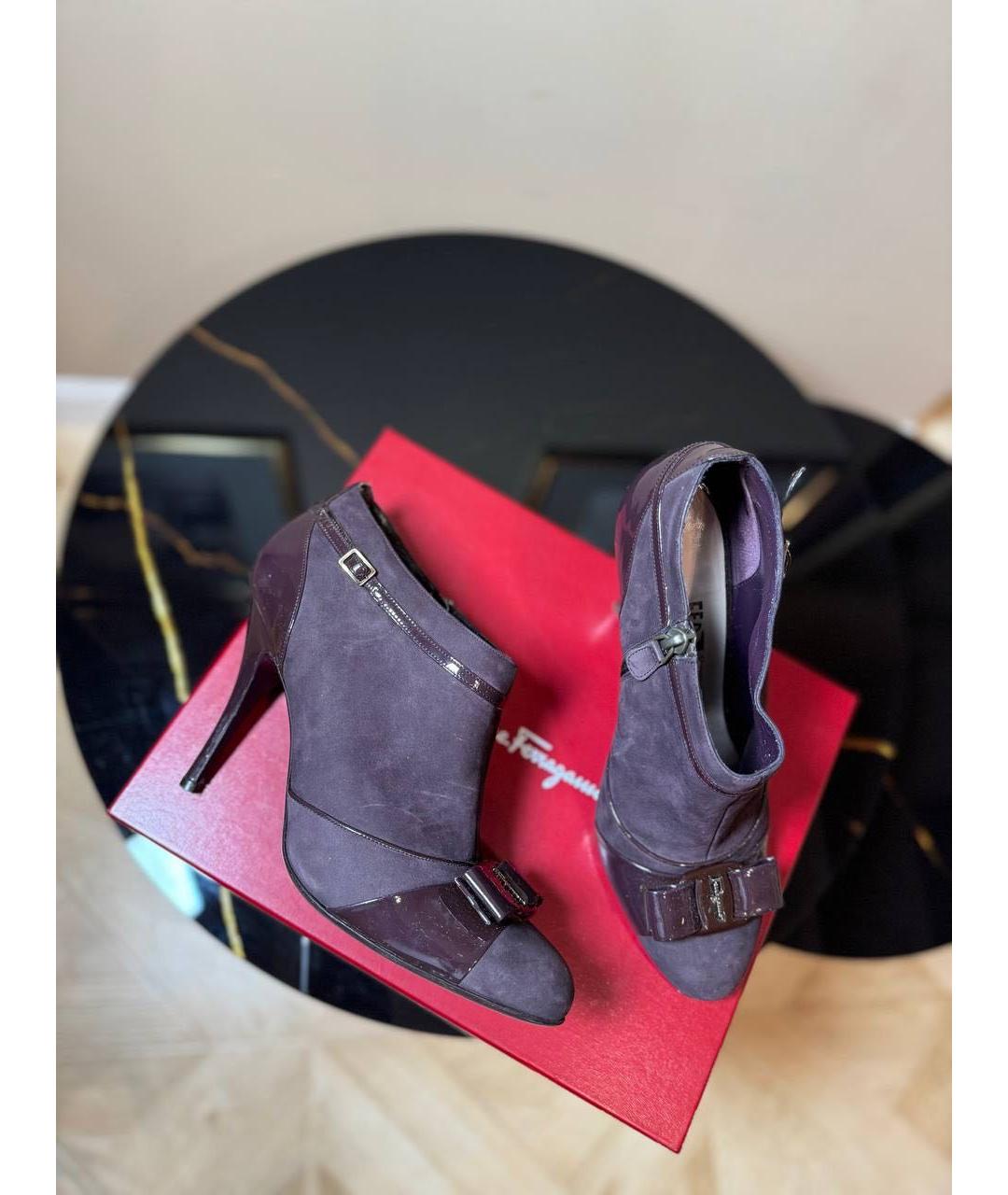FERRAGAMO Фиолетовые кожаные ботильоны, фото 2