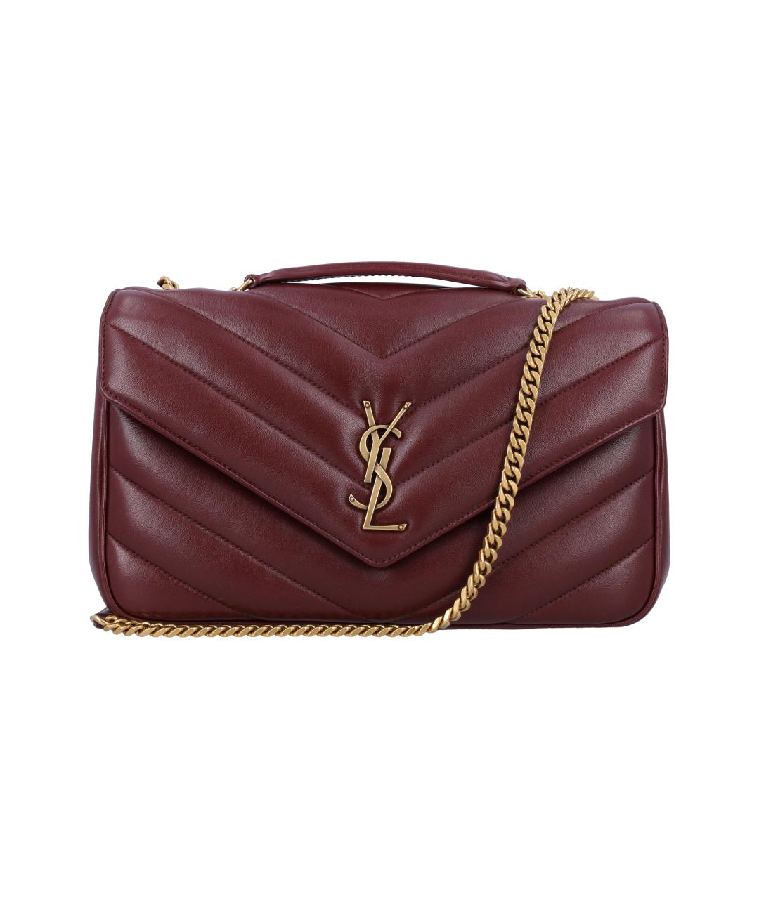 SAINT LAURENT Бордовая кожаная сумка через плечо, фото 1