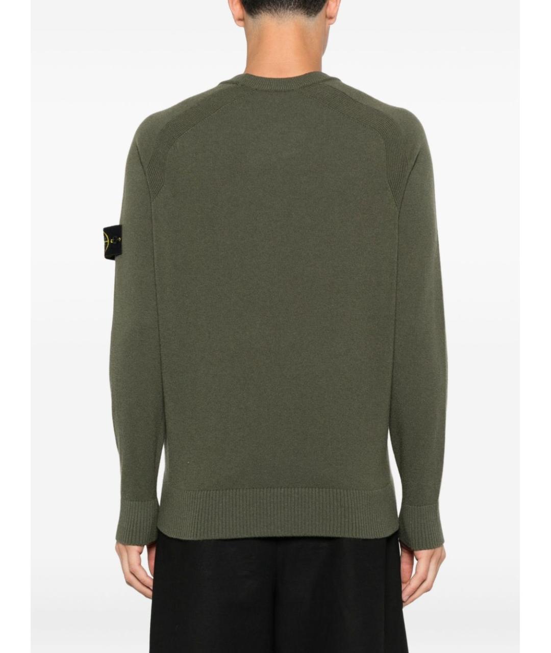 STONE ISLAND Зеленый шерстяной джемпер / свитер, фото 4