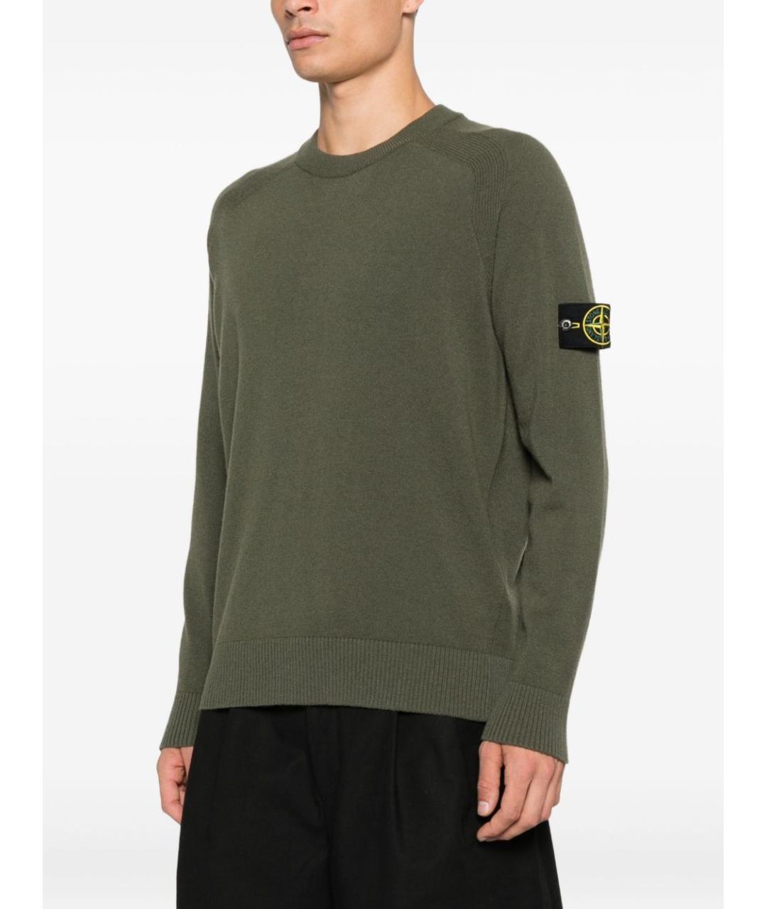 STONE ISLAND Зеленый шерстяной джемпер / свитер, фото 3