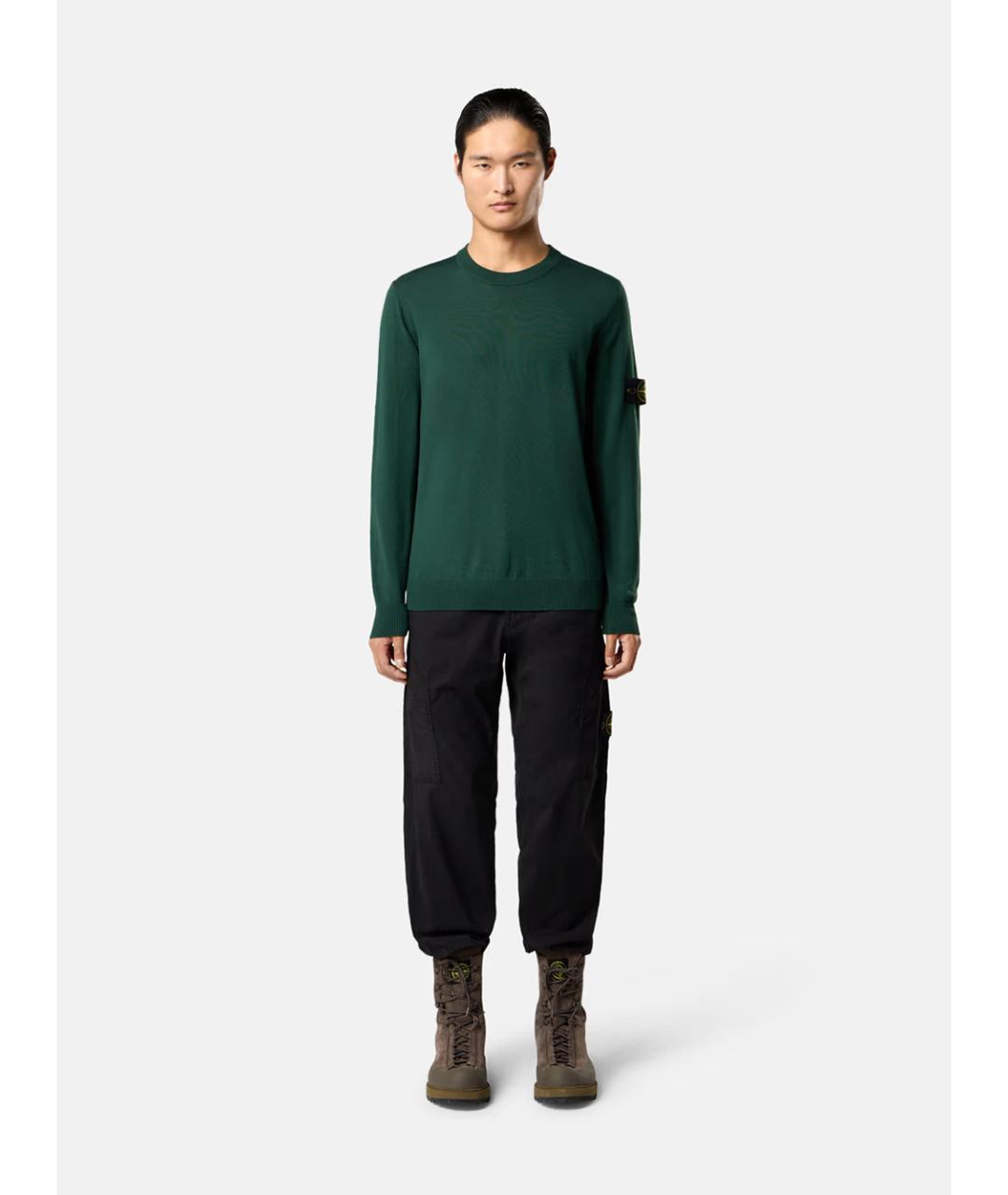 STONE ISLAND Зеленый шерстяной джемпер / свитер, фото 3