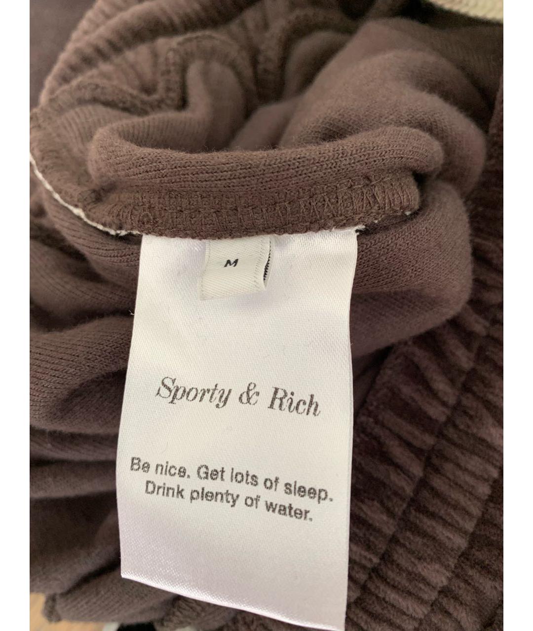 SPORTY AND RICH Коричневые хлопковые спортивные брюки и шорты, фото 5