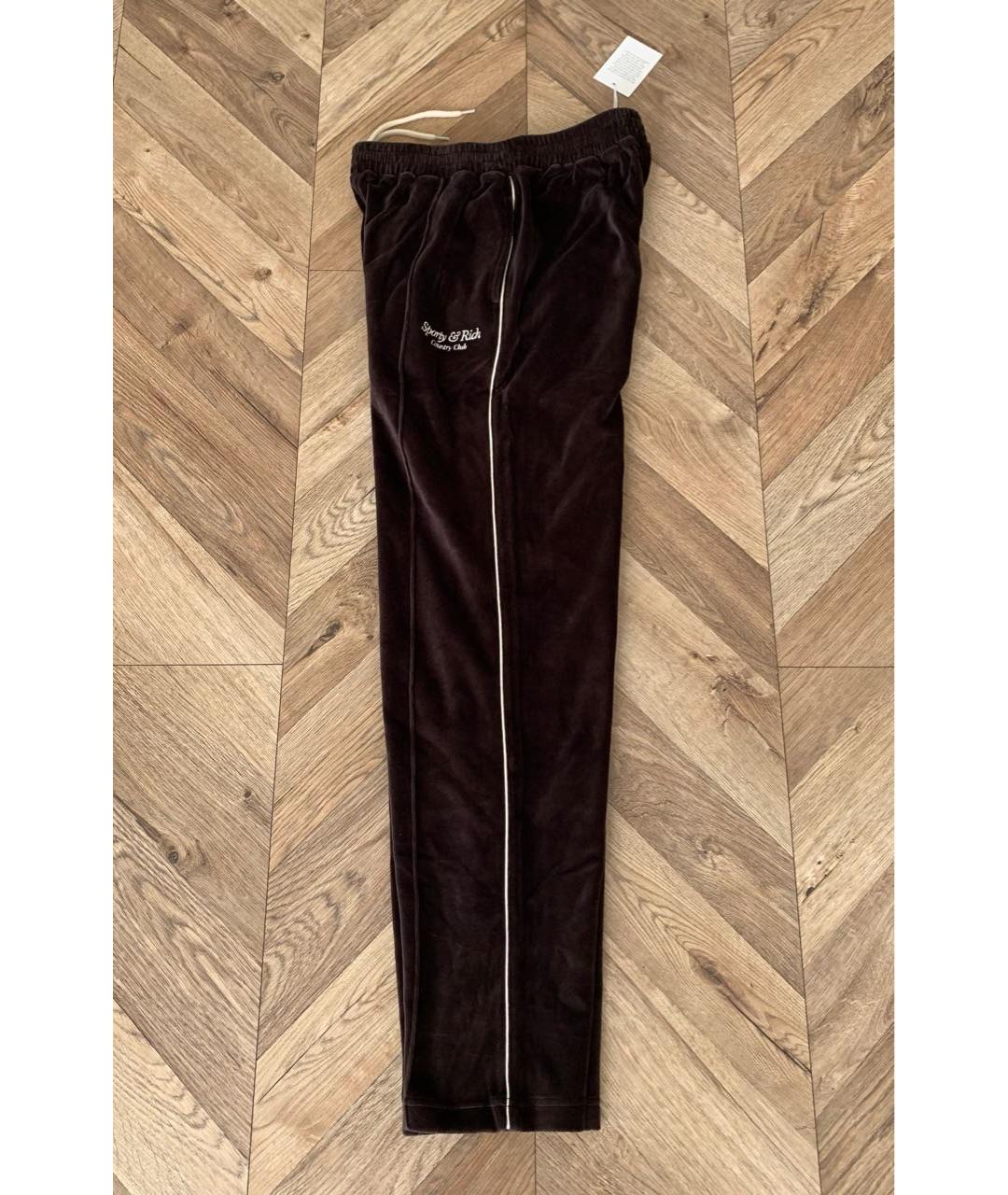 SPORTY AND RICH Коричневые хлопковые спортивные брюки и шорты, фото 3