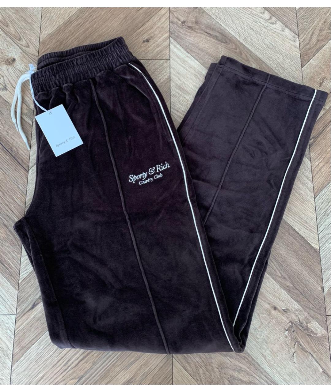 SPORTY AND RICH Коричневые хлопковые спортивные брюки и шорты, фото 2