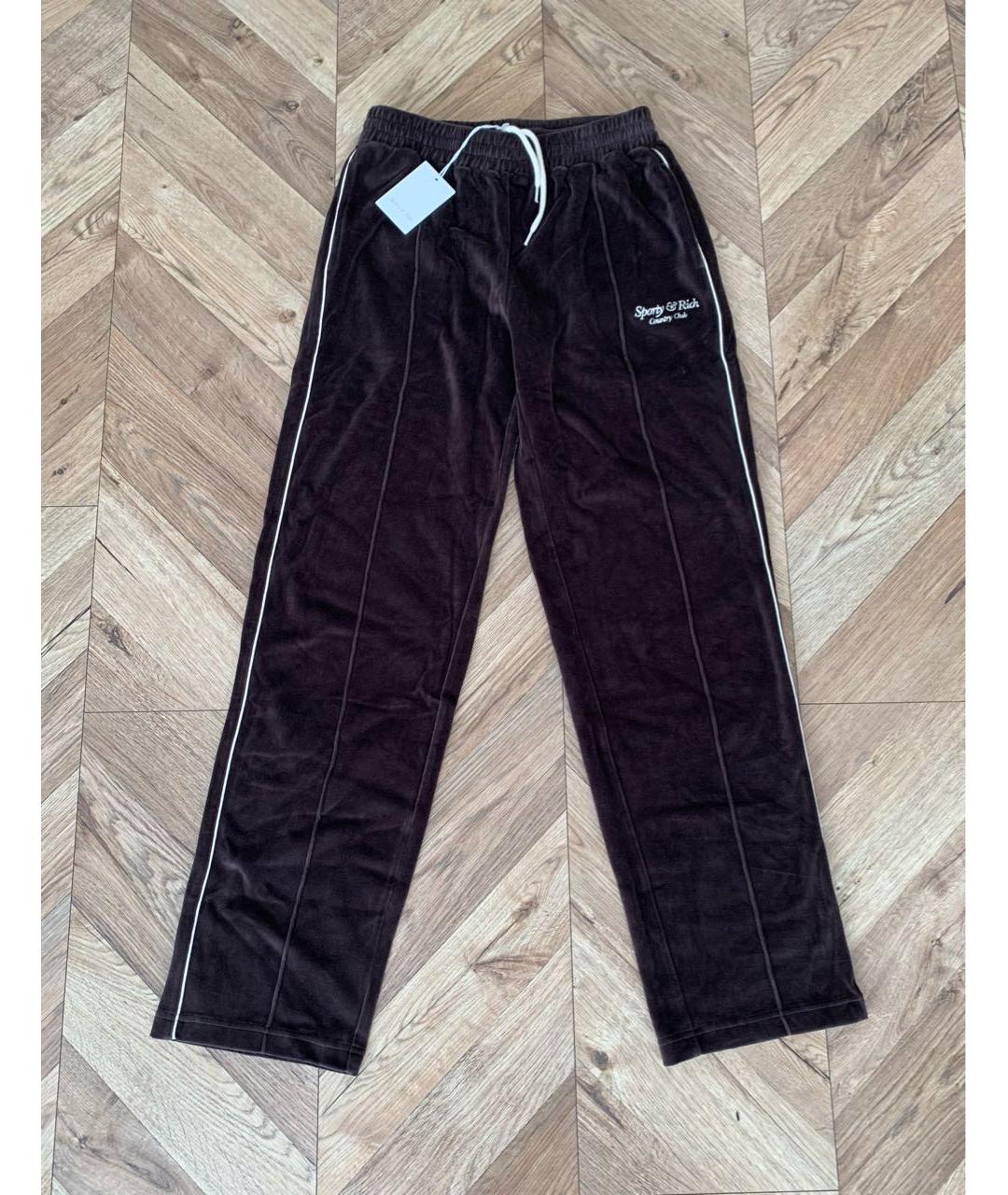 SPORTY AND RICH Коричневые хлопковые спортивные брюки и шорты, фото 7