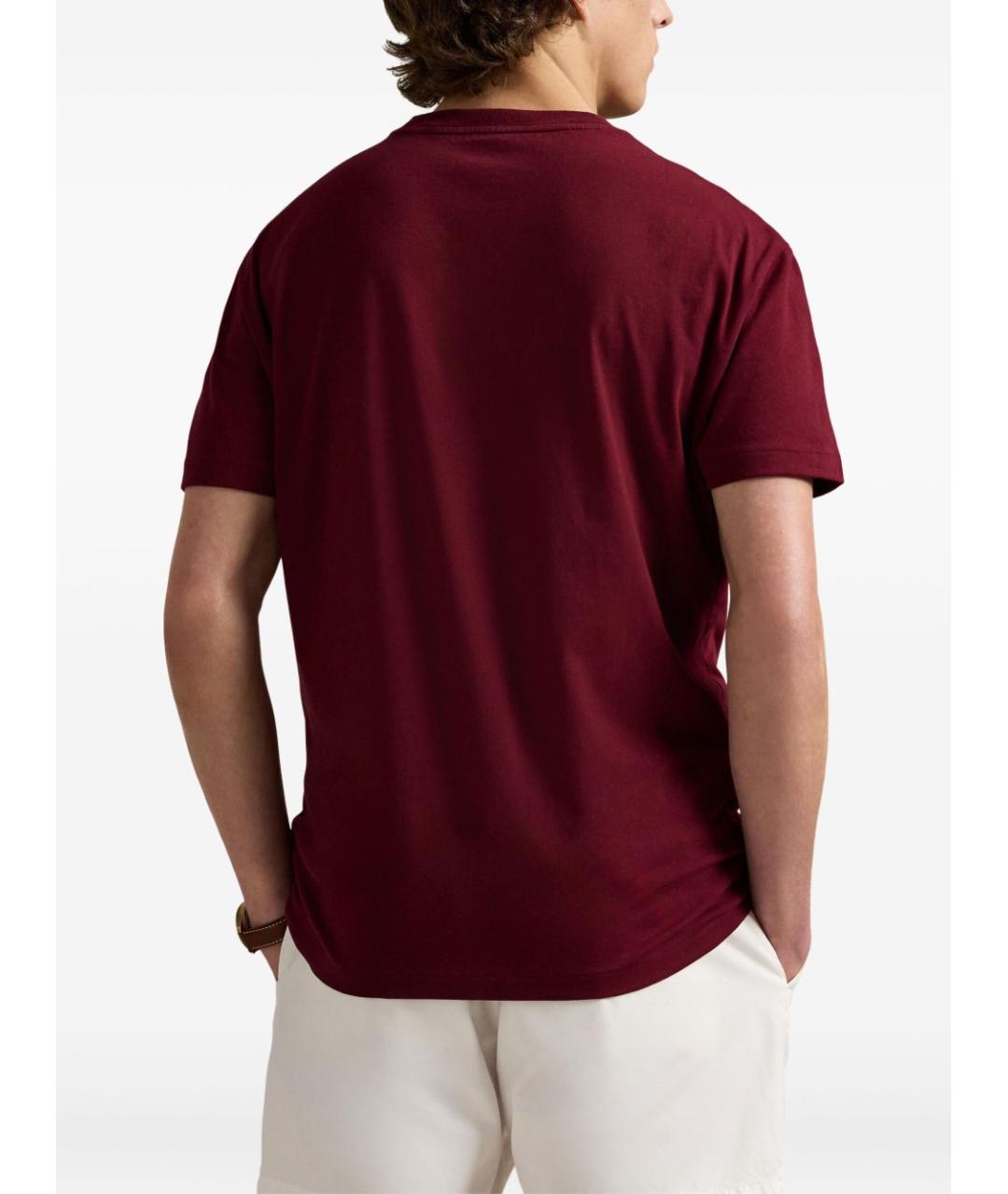 POLO RALPH LAUREN Бордовая хлопковая футболка, фото 4