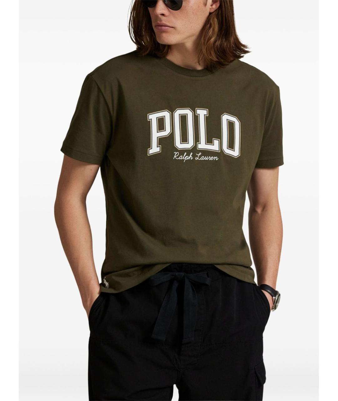 POLO RALPH LAUREN Зеленая хлопковая футболка, фото 3