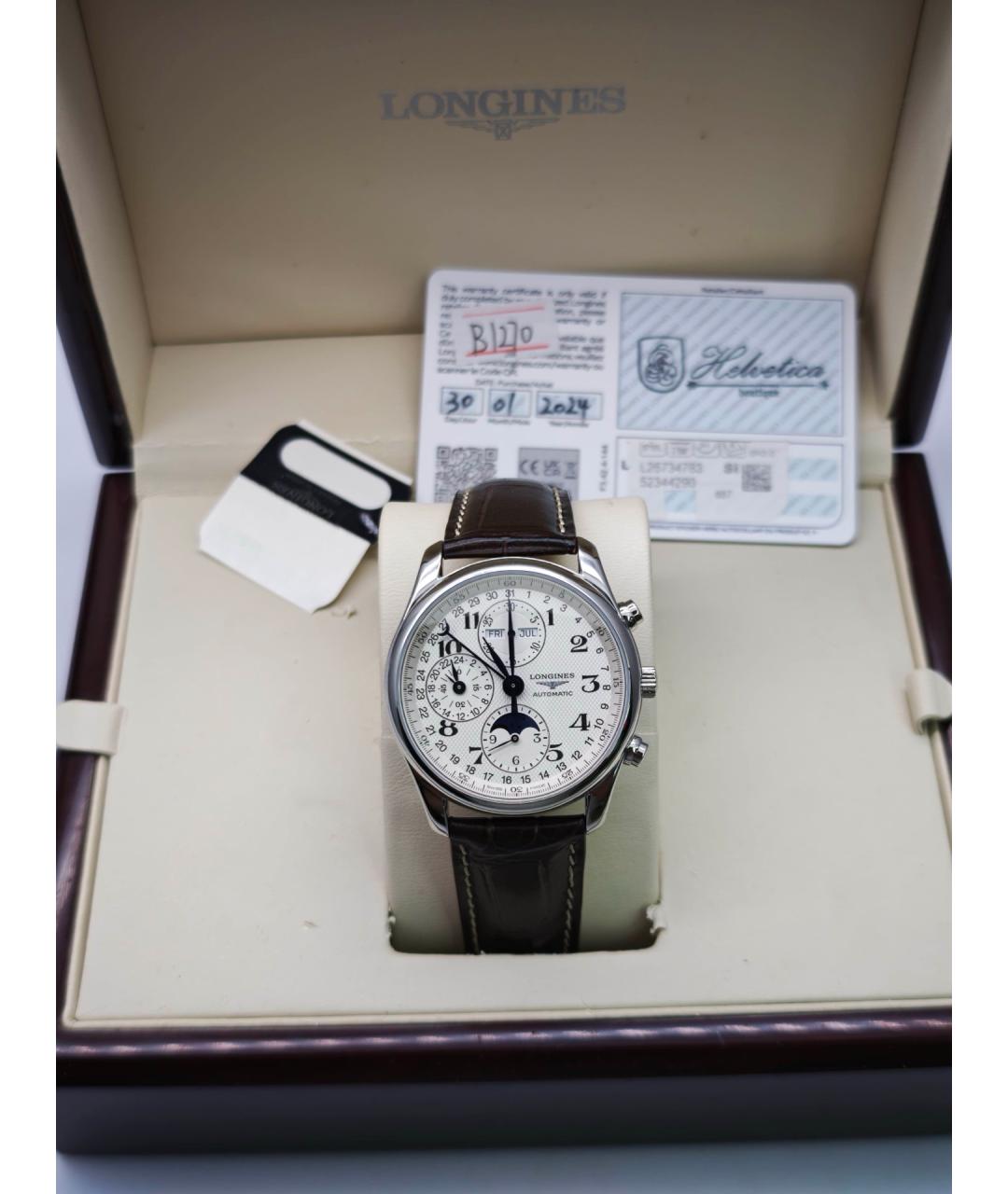 LONGINES Белые металлические часы, фото 9