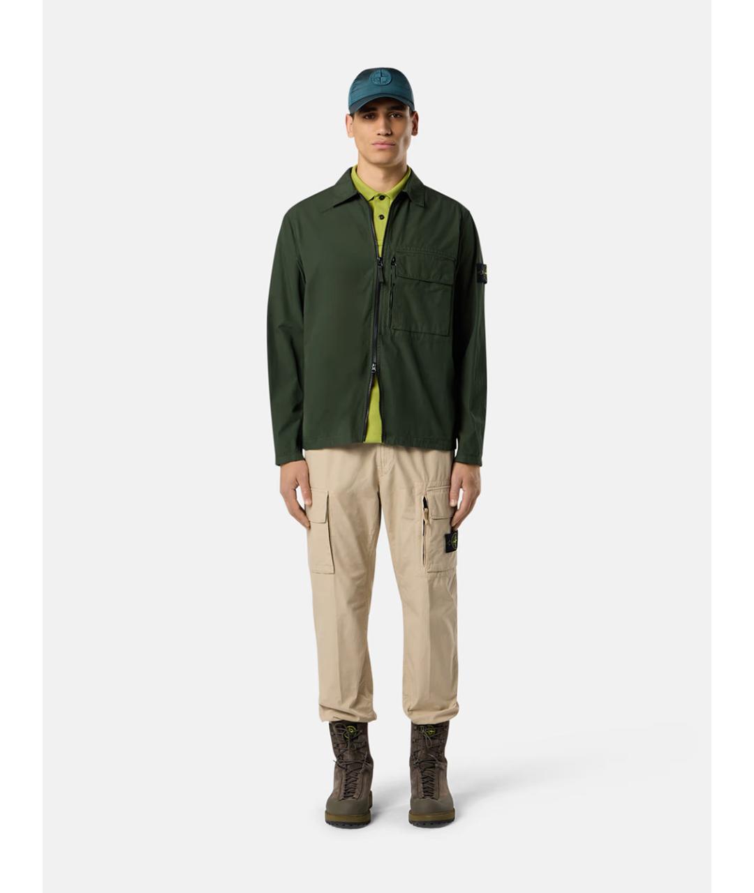 STONE ISLAND Зеленая хлопковая куртка, фото 2