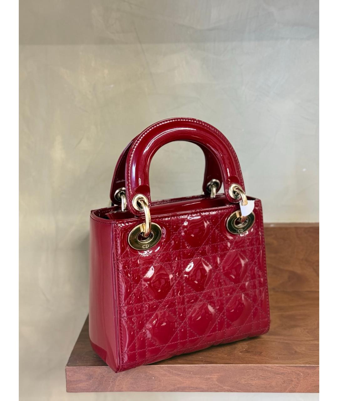 DIOR HOMME Красная сумка с короткими ручками из лакированной кожи, фото 6