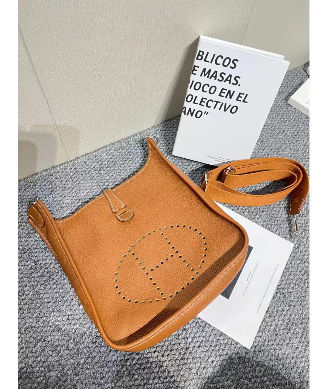 HERMES Коричневая кожаная сумка через плечо, фото 8