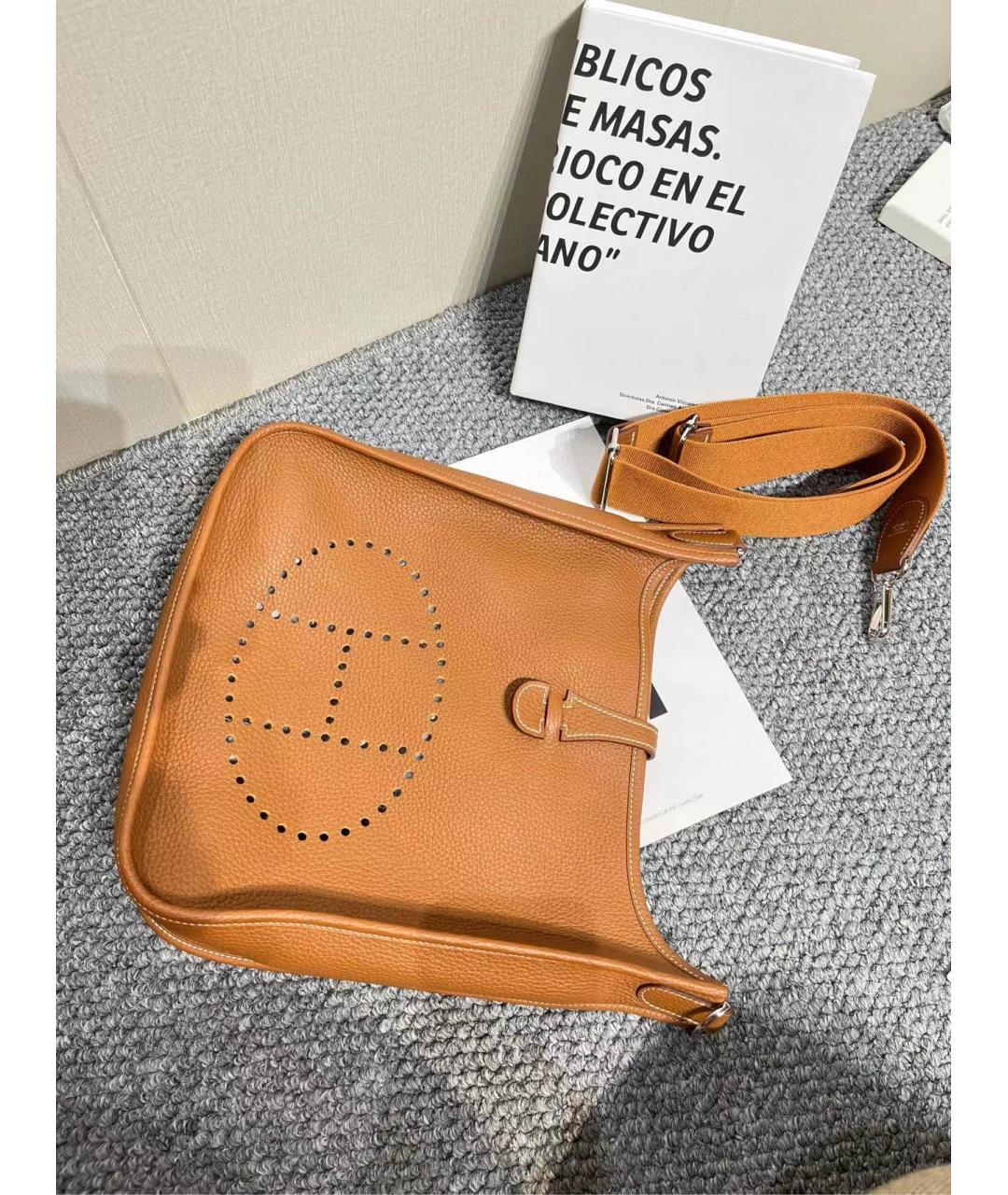 HERMES Коричневая кожаная сумка через плечо, фото 6