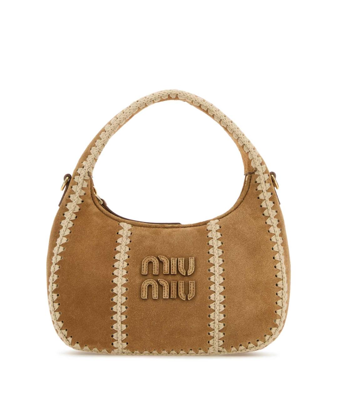 MIU MIU Коричневая замшевая сумка с короткими ручками, фото 1