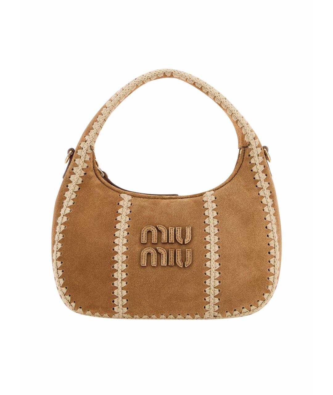 MIU MIU Бежевая замшевая сумка с короткими ручками, фото 1