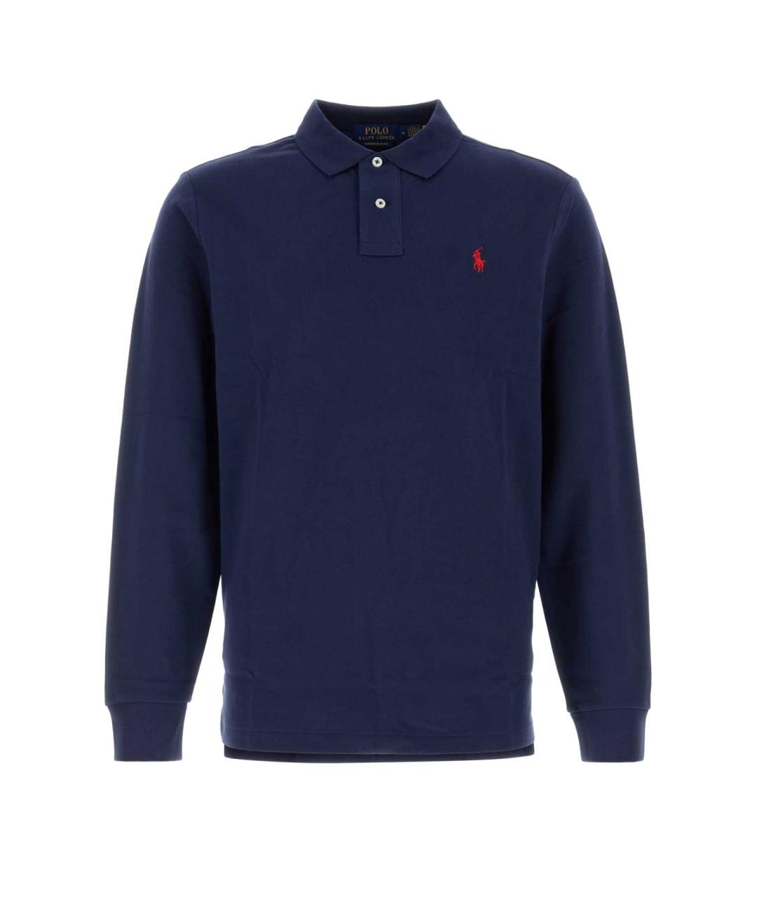 POLO RALPH LAUREN Темно-синее поло с длинным рукавом, фото 1