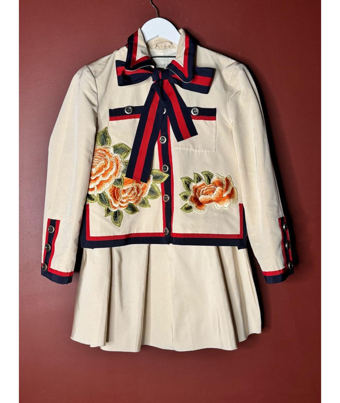 GUCCI Бежевый хлопковый костюм с юбками, фото 3