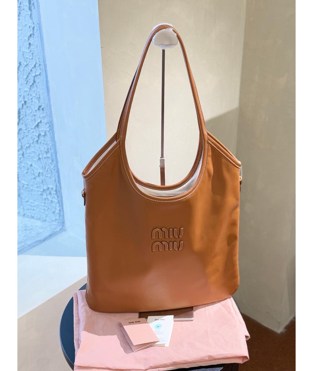 MIU MIU Коричневая кожаная сумка тоут, фото 8