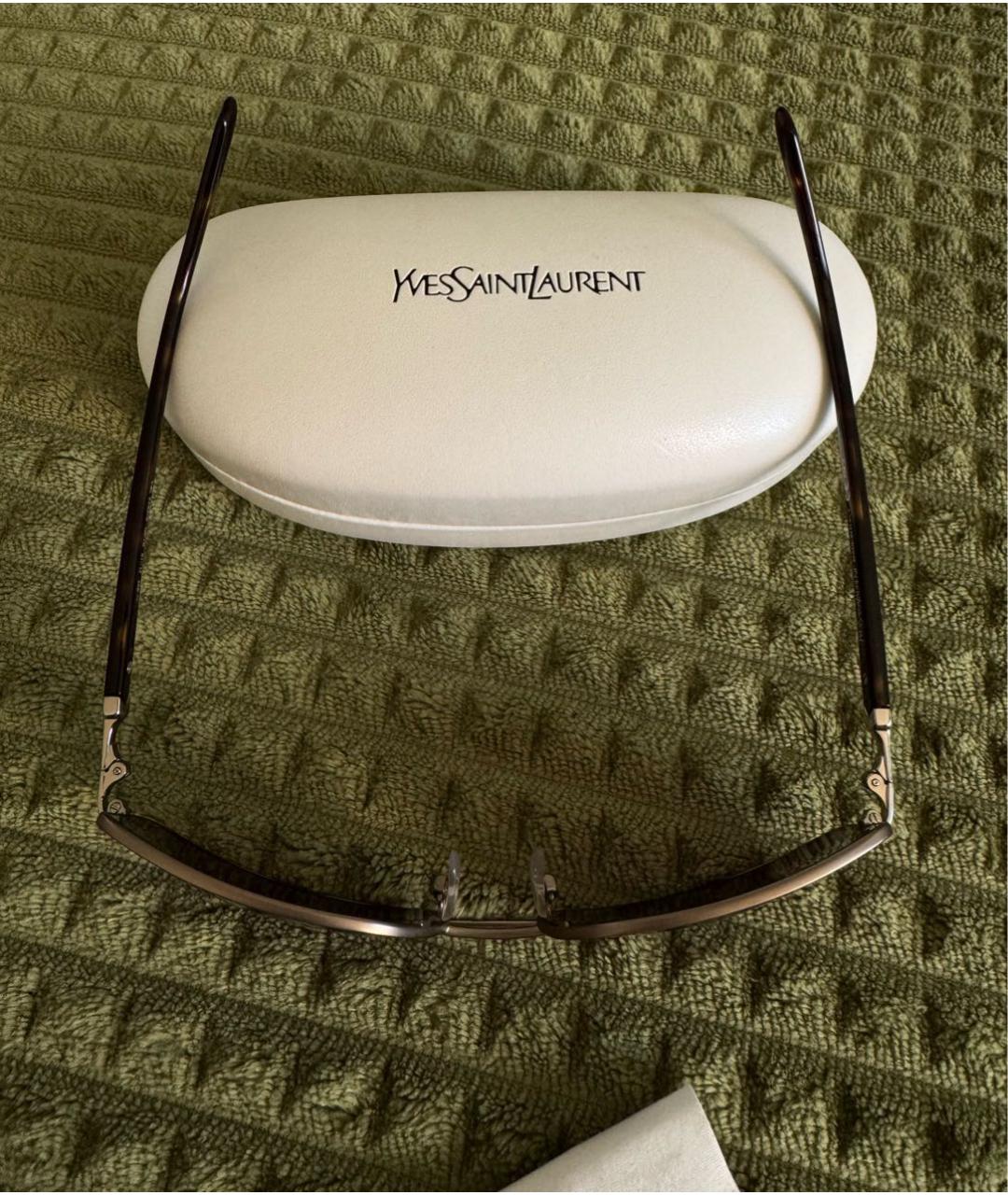 YVES SAINT LAURENT BEAUTY Коричневые металлические солнцезащитные очки, фото 6