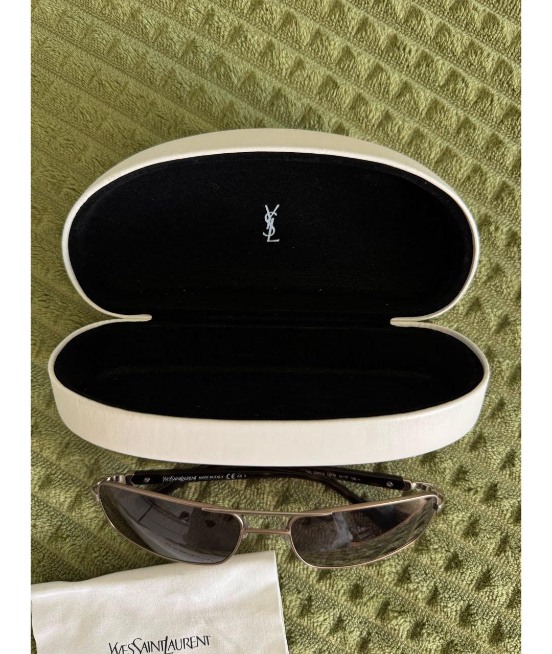 YVES SAINT LAURENT BEAUTY Коричневые металлические солнцезащитные очки, фото 2
